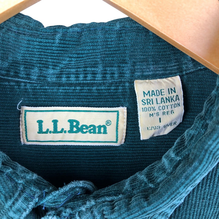 90s-00'S LLBean Long Sleeve Button-Down Corduroy Shirt, Men's Size Medium, Vintage cotton Green type dark green Vintage Second Hand