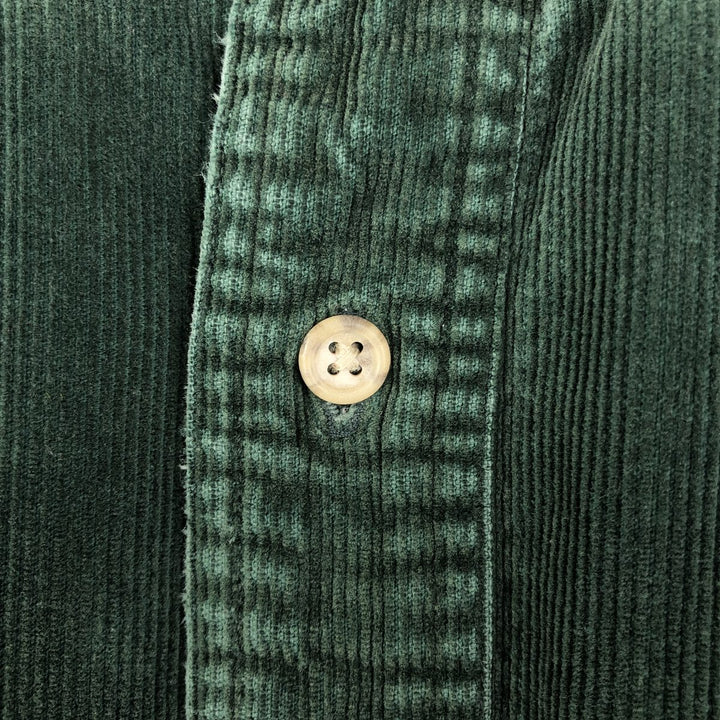 90s-00'S LLBean Long Sleeve Button-Down Corduroy Shirt, Men's Size Medium, Vintage cotton Green type dark green Vintage Second Hand