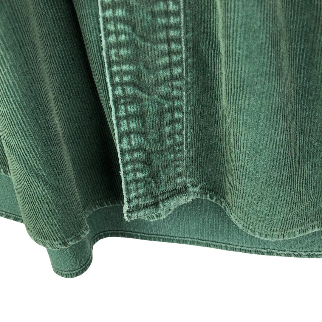 90s-00'S LLBean Long Sleeve Button-Down Corduroy Shirt, Men's Size Medium, Vintage cotton Green type dark green Vintage Second Hand