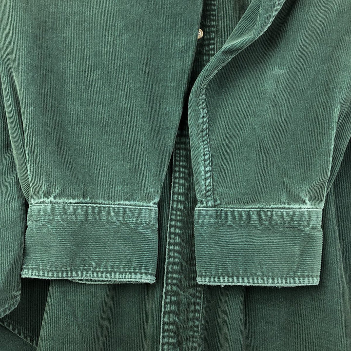 90s-00'S LLBean Long Sleeve Button-Down Corduroy Shirt, Men's Size Medium, Vintage cotton Green type dark green Vintage Second Hand