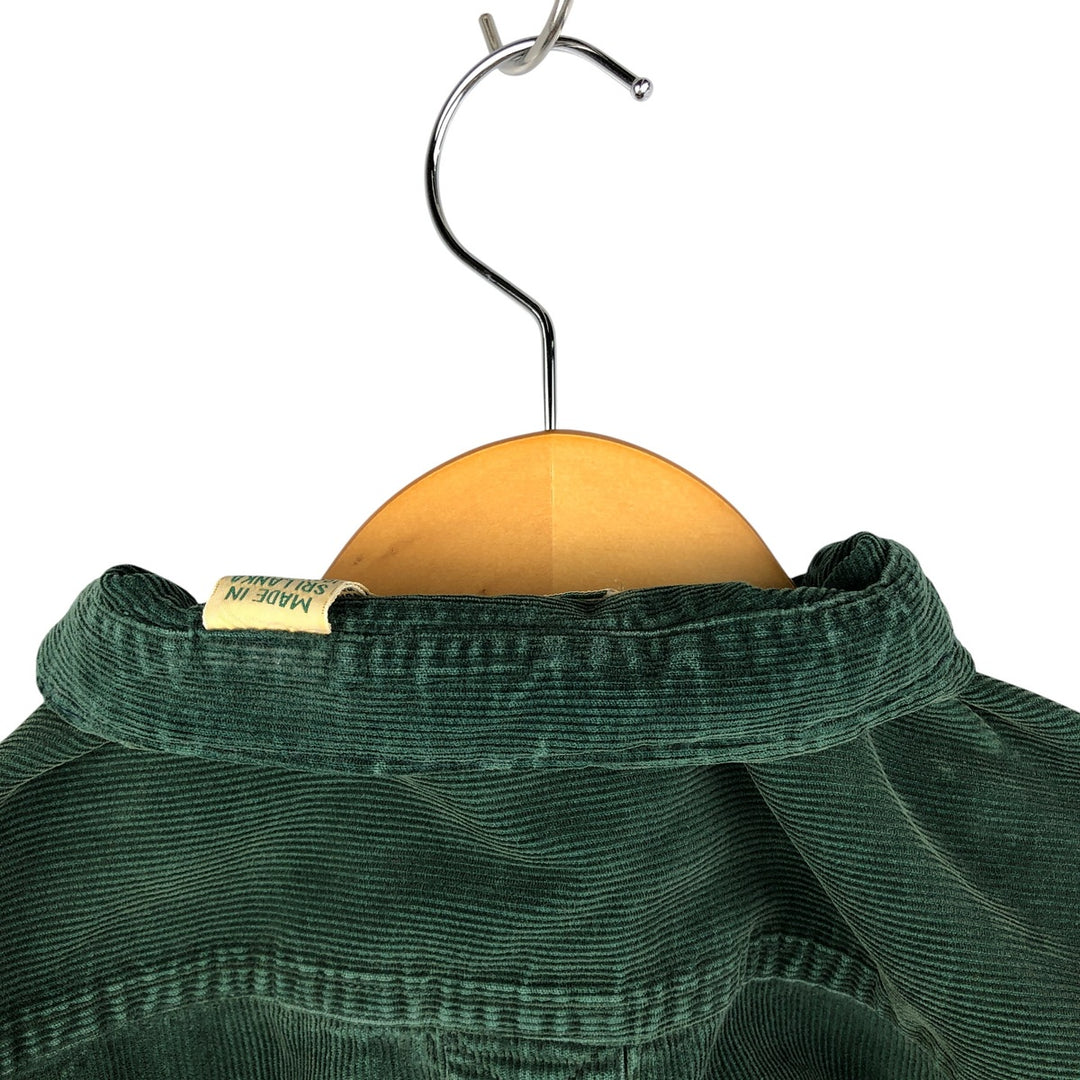 90s-00'S LLBean Long Sleeve Button-Down Corduroy Shirt, Men's Size Medium, Vintage cotton Green type dark green Vintage Second Hand