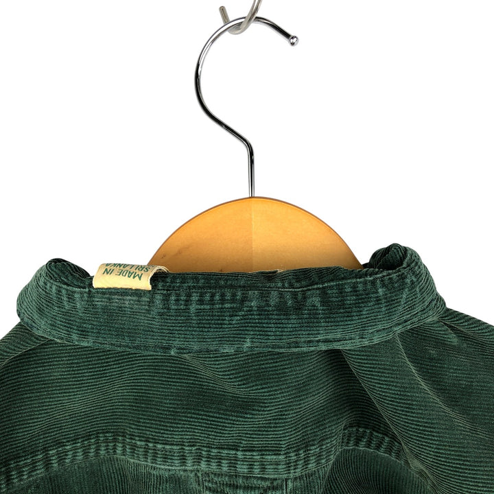 90s-00'S LLBean Long Sleeve Button-Down Corduroy Shirt, Men's Size Medium, Vintage cotton Green type dark green Vintage Second Hand