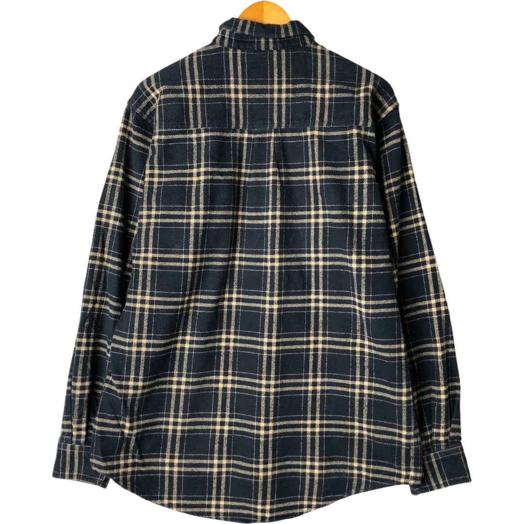 FIELD AND STREAM Long Sleeve Flannel Check Shirt, Men's Size L cotton navy blue type Vintage Second Hand