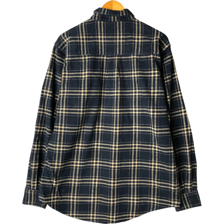FIELD AND STREAM Long Sleeve Flannel Check Shirt, Men's Size L cotton navy blue type Vintage Second Hand