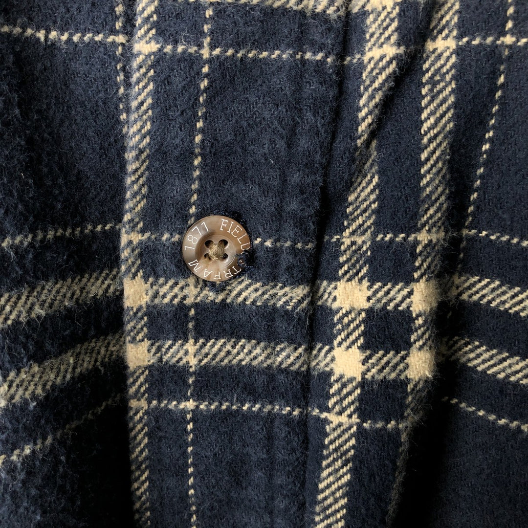 FIELD AND STREAM Long Sleeve Flannel Check Shirt, Men's Size L cotton navy blue type Vintage Second Hand