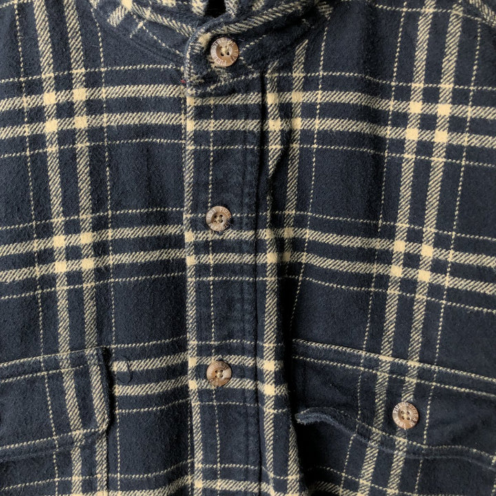 FIELD AND STREAM Long Sleeve Flannel Check Shirt, Men's Size L cotton navy blue type Vintage Second Hand