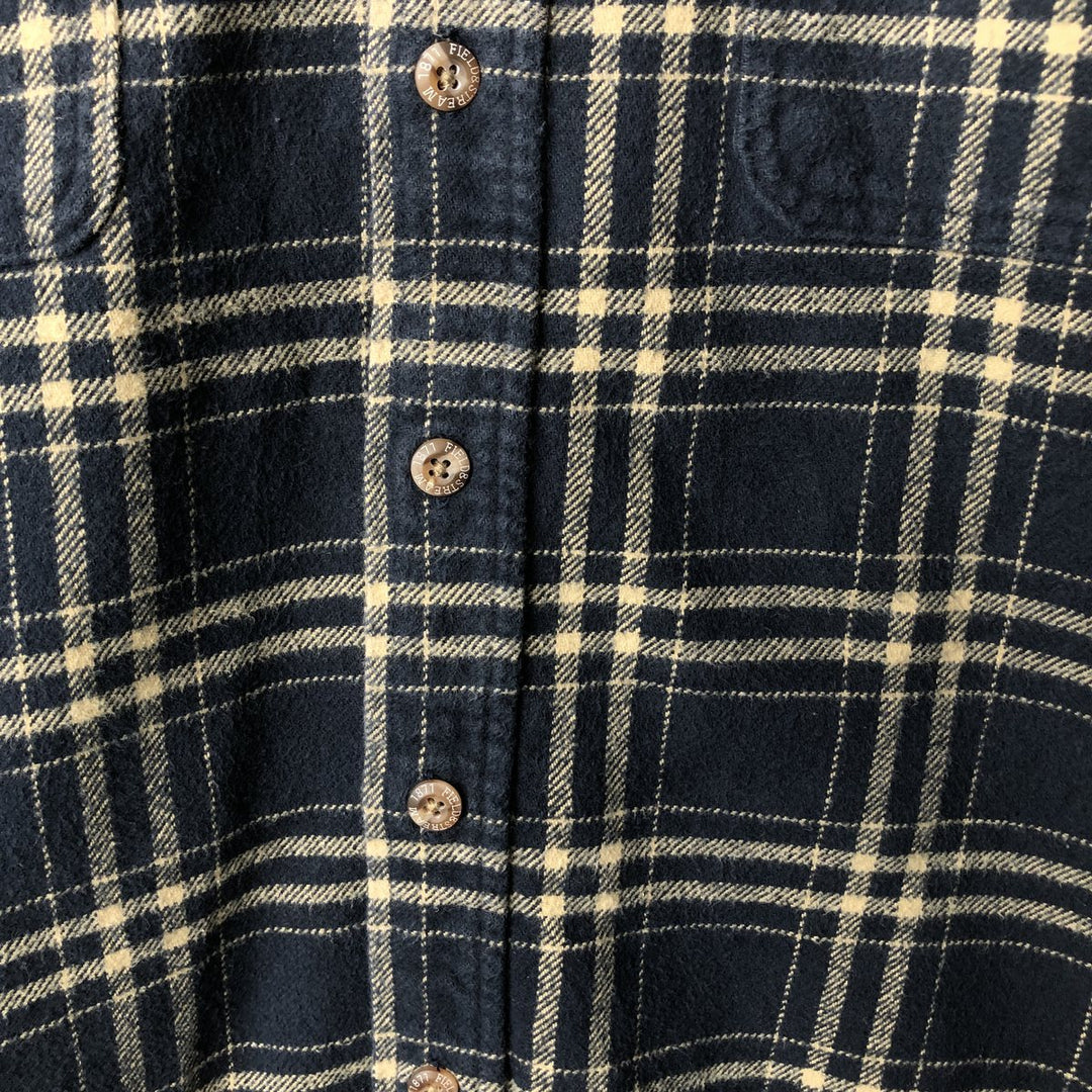 FIELD AND STREAM Long Sleeve Flannel Check Shirt, Men's Size L cotton navy blue type Vintage Second Hand