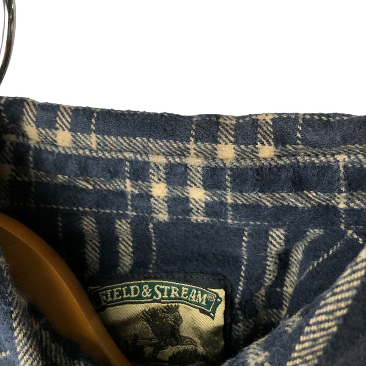 FIELD AND STREAM Long Sleeve Flannel Check Shirt, Men's Size L cotton navy blue type Vintage Second Hand