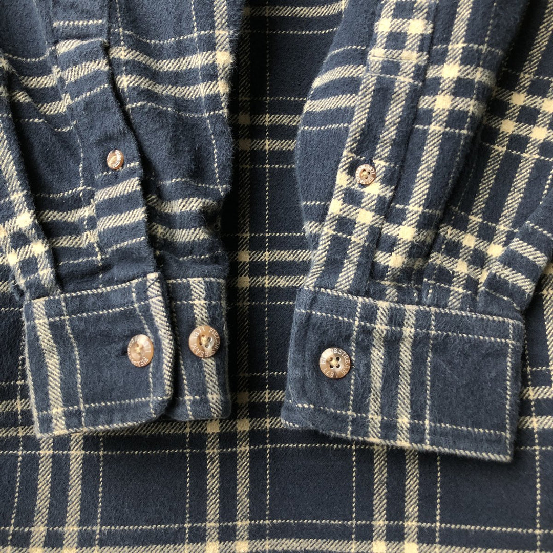 FIELD AND STREAM Long Sleeve Flannel Check Shirt, Men's Size L cotton navy blue type Vintage Second Hand