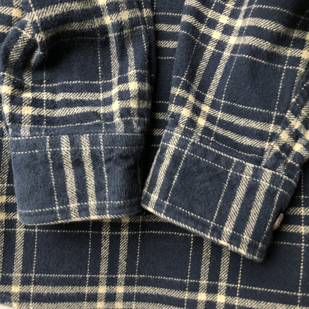FIELD AND STREAM Long Sleeve Flannel Check Shirt, Men's Size L cotton navy blue type Vintage Second Hand