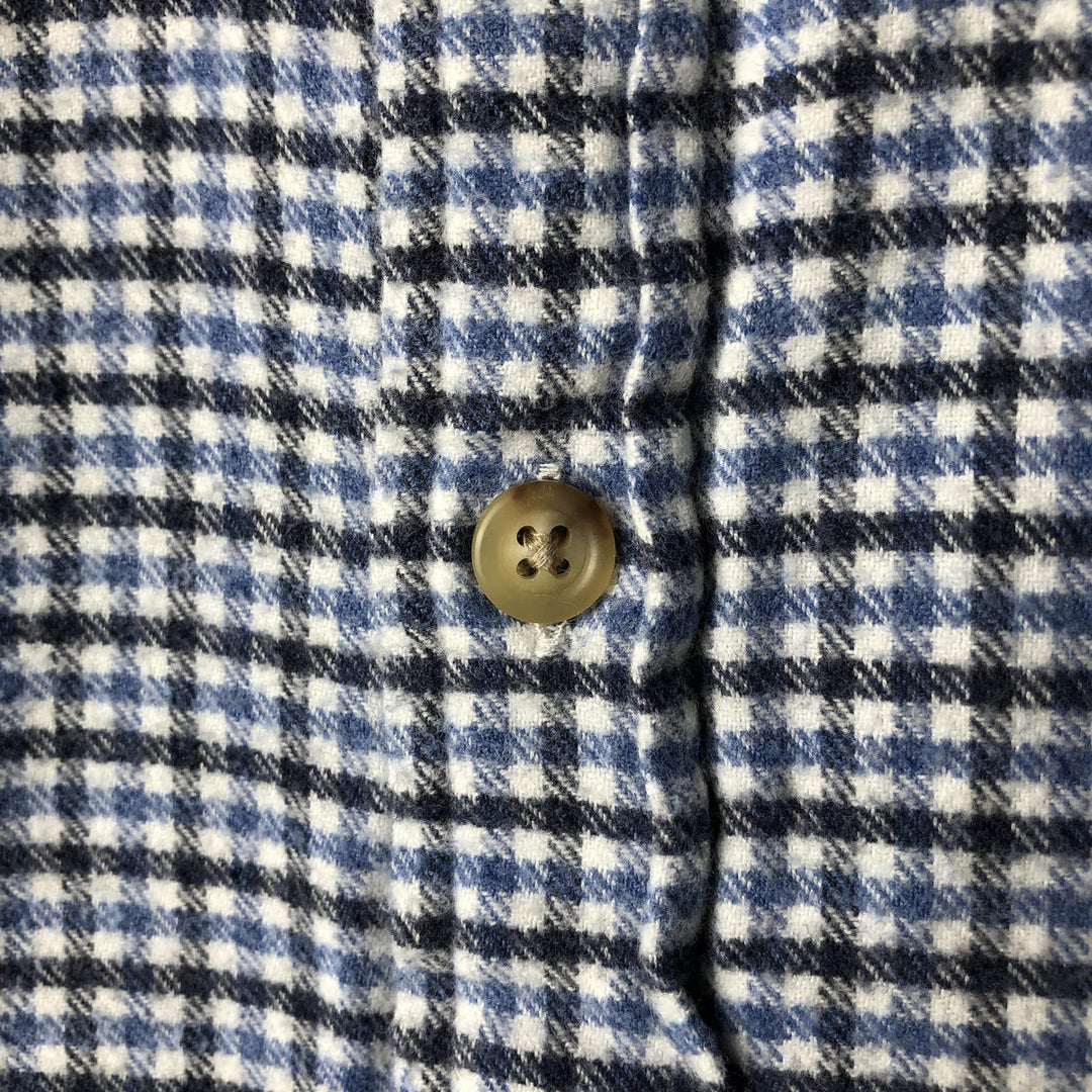 Ralph Lauren Classic Fit Long Sleeve Button-Down Light Flannel Check Shirt, Men's Size L cotton Blue type light blue Vintage Second Hand