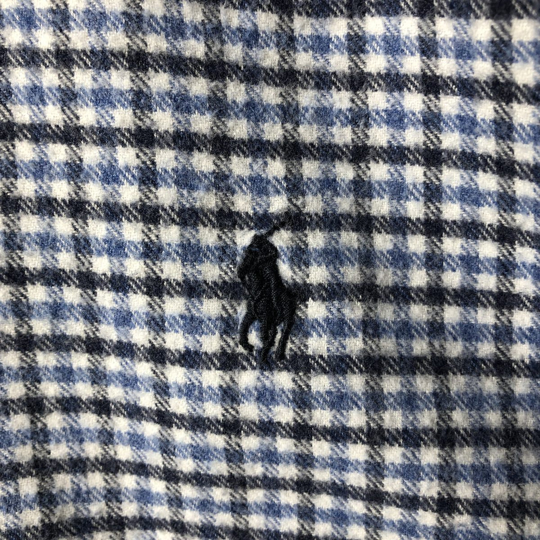 Ralph Lauren Classic Fit Long Sleeve Button-Down Light Flannel Check Shirt, Men's Size L cotton Blue type light blue Vintage Second Hand