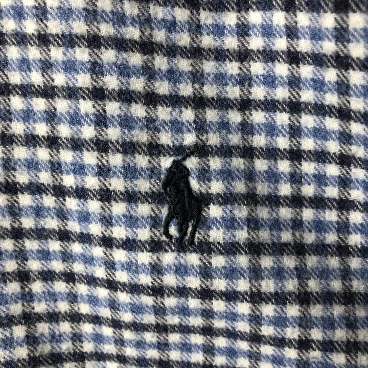 Ralph Lauren Classic Fit Long Sleeve Button-Down Light Flannel Check Shirt, Men's Size L cotton Blue type light blue Vintage Second Hand