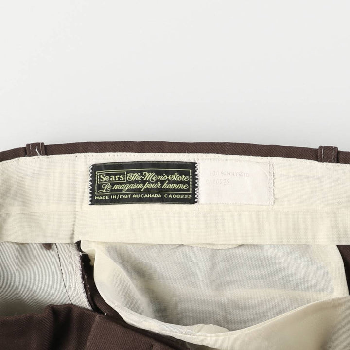 Vintage 1970'S Sears slacks, made in Canada, men's size W34. polyester brown type Vintage Second Hand