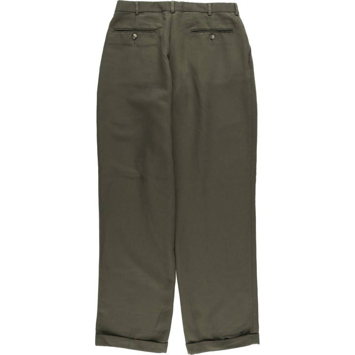 90'S Ralph Lauren CHAPS two-pleat slacks, men's, size W32, vintage polyester Khaki type sage green Vintage Second Hand