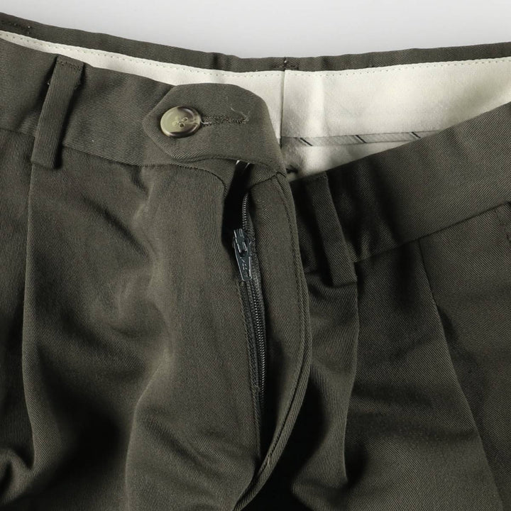 90'S Ralph Lauren CHAPS two-pleat slacks, men's, size W32, vintage polyester Khaki type sage green Vintage Second Hand