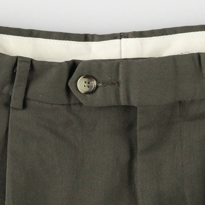 90'S Ralph Lauren CHAPS two-pleat slacks, men's, size W32, vintage polyester Khaki type sage green Vintage Second Hand