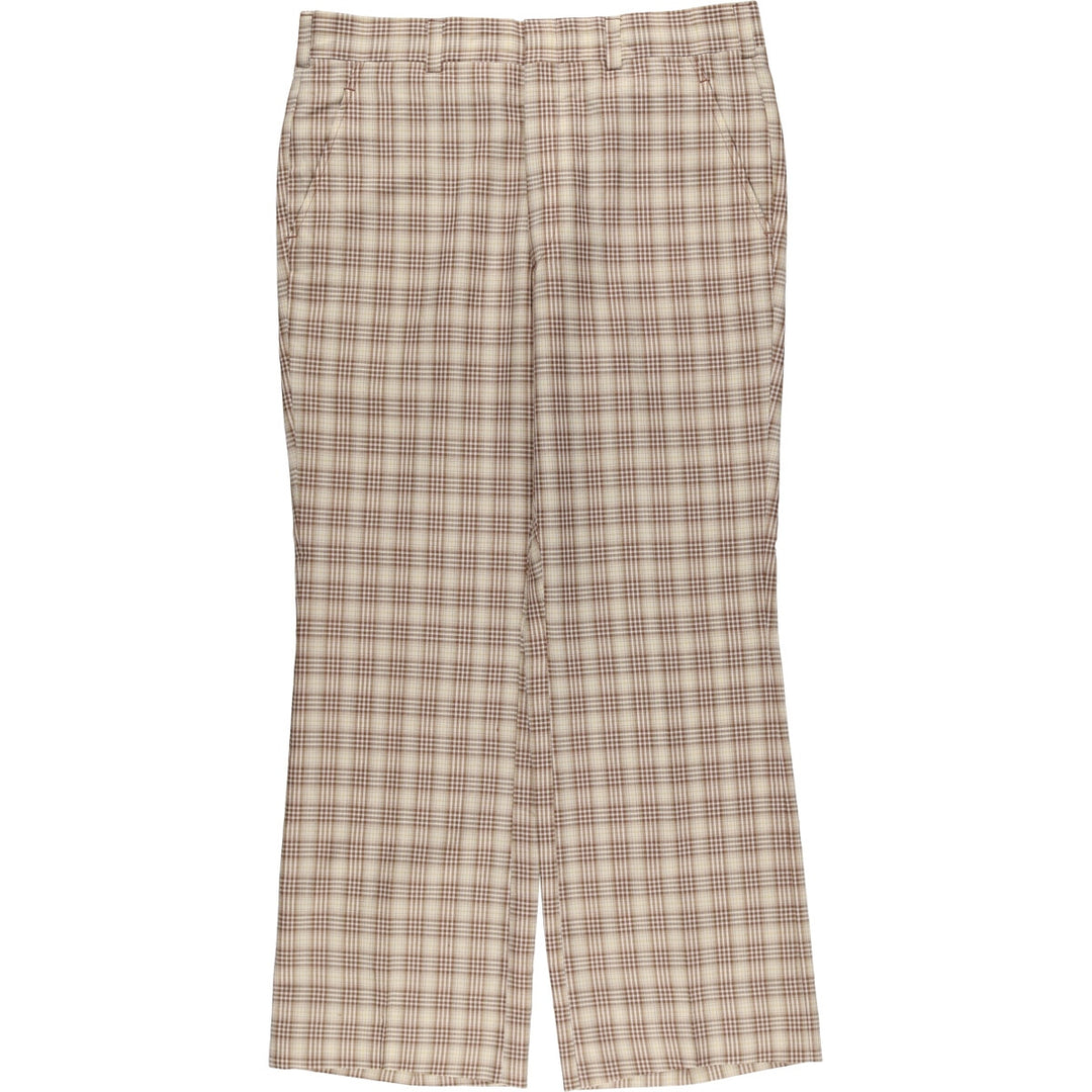 Vintage 1970'S Hart Schaffner and Marx Check Pattern Slacks, Men's Size 35 unclear brown type Vintage Second Hand