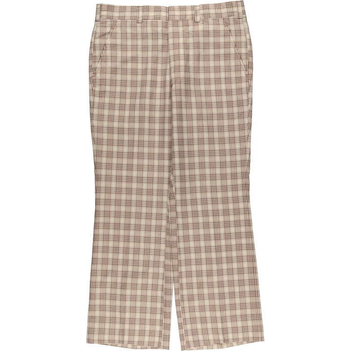 Vintage 1970'S Hart Schaffner and Marx Check Pattern Slacks, Men's Size 35 unclear brown type Vintage Second Hand