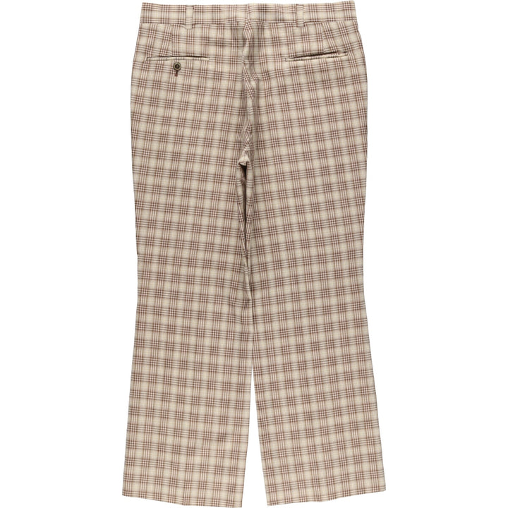 Vintage 1970'S Hart Schaffner and Marx Check Pattern Slacks, Men's Size 35 unclear brown type Vintage Second Hand
