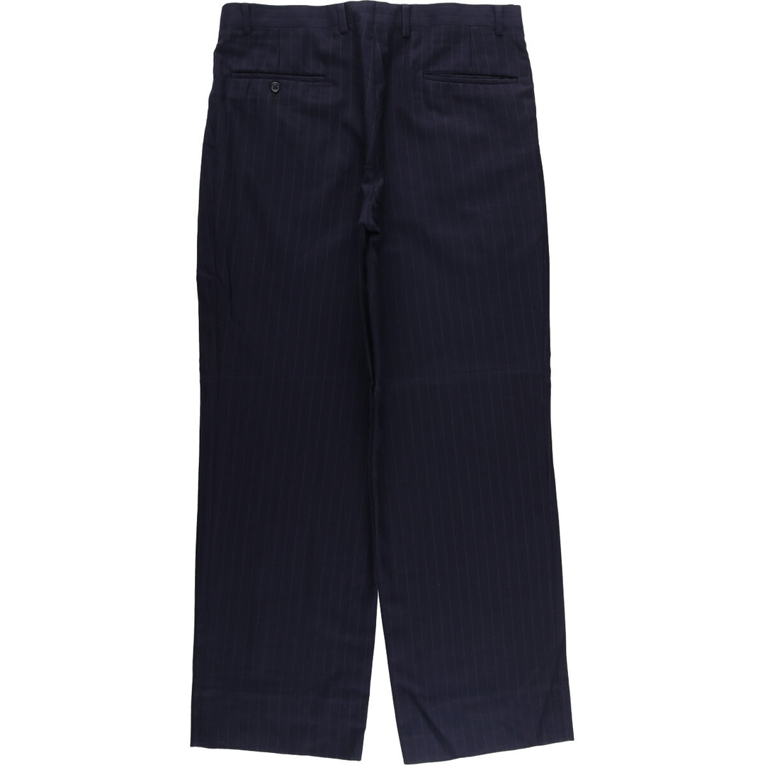 1970'S Vintage Striped Two-pleat Wide Leg Slacks, Men's Size W33 unclear navy blue type Vintage Second Hand