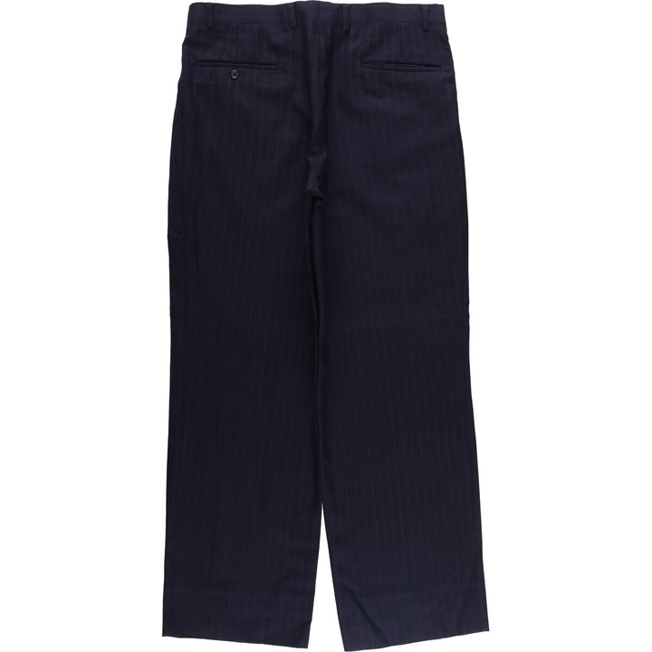 1970'S Vintage Striped Two-pleat Wide Leg Slacks, Men's Size W33 unclear navy blue type Vintage Second Hand