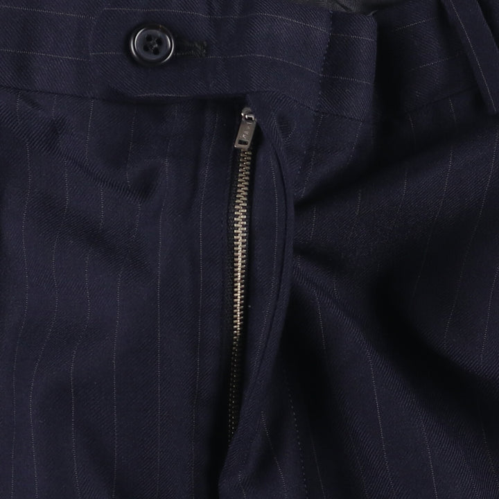 1970'S Vintage Striped Two-pleat Wide Leg Slacks, Men's Size W33 unclear navy blue type Vintage Second Hand