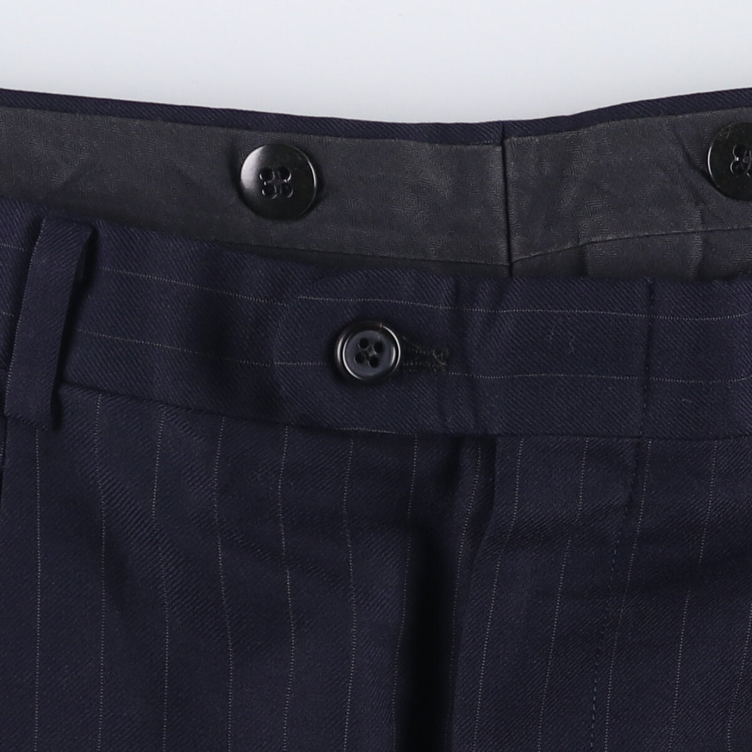 1970'S Vintage Striped Two-pleat Wide Leg Slacks, Men's Size W33 unclear navy blue type Vintage Second Hand