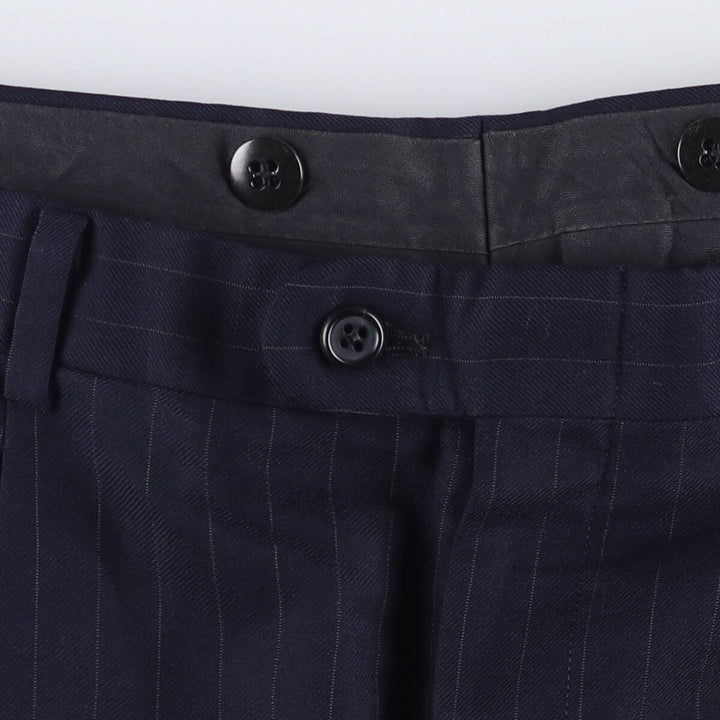 1970'S Vintage Striped Two-pleat Wide Leg Slacks, Men's Size W33 unclear navy blue type Vintage Second Hand