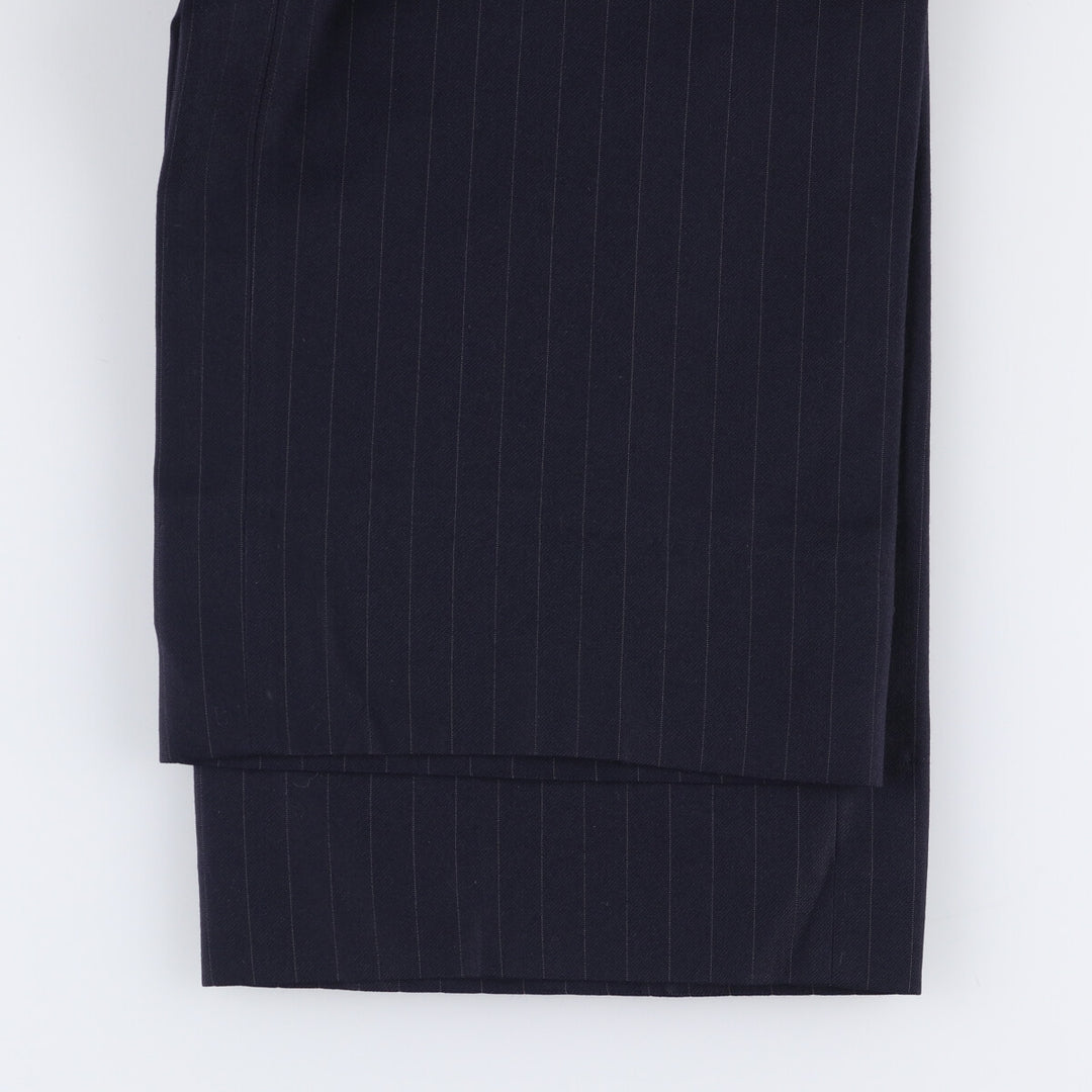 1970'S Vintage Striped Two-pleat Wide Leg Slacks, Men's Size W33 unclear navy blue type Vintage Second Hand