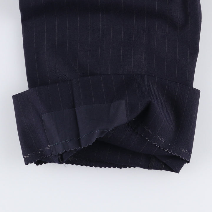 1970'S Vintage Striped Two-pleat Wide Leg Slacks, Men's Size W33 unclear navy blue type Vintage Second Hand