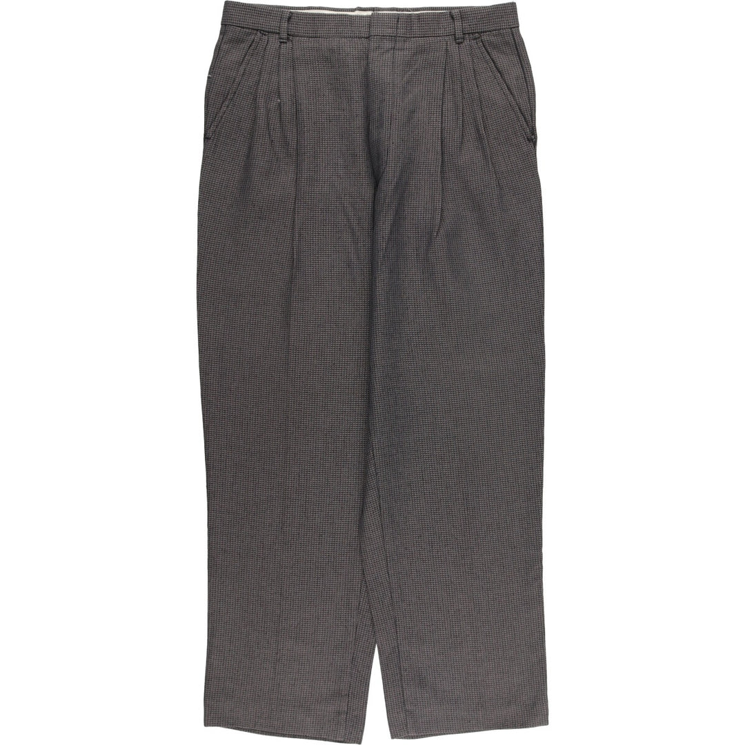 70s-80'S All-Over Print Three-Pleated Slacks, Made in USA, Men's Size W30 unclear gray type Vintage Second Hand