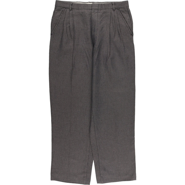 70s-80'S All-Over Print Three-Pleated Slacks, Made in USA, Men's Size W30 unclear gray type Vintage Second Hand