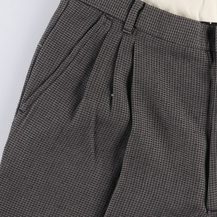 70s-80'S All-Over Print Three-Pleated Slacks, Made in USA, Men's Size W30 unclear gray type Vintage Second Hand