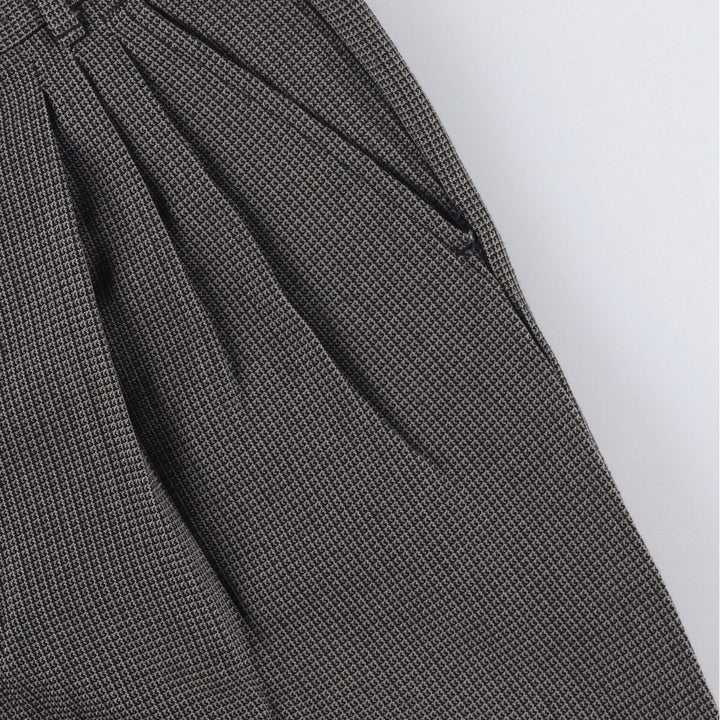 70s-80'S All-Over Print Three-Pleated Slacks, Made in USA, Men's Size W30 unclear gray type Vintage Second Hand