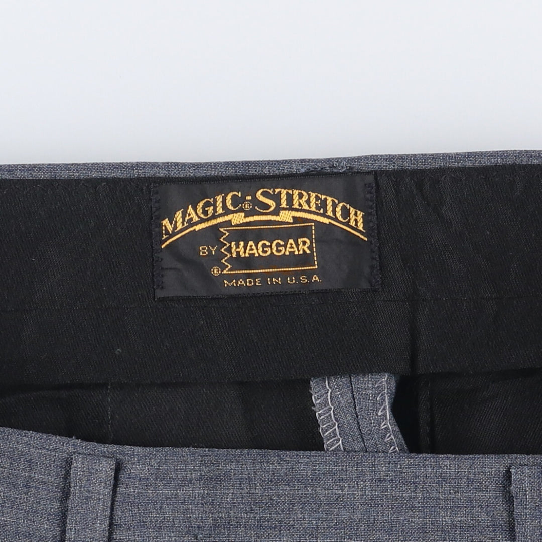 Vintage 1970'S Haggar Magic Stretch Stripe Pattern Slacks, Made in USA, Men's, Size W35 unclear gray type Vintage Second Hand