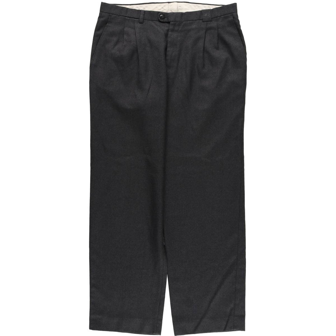 Burberry's London Two-pleat Wool Pants, Size 46, Men's Size 37 (equivalent to a W37) wool navy blue type Vintage Second Hand