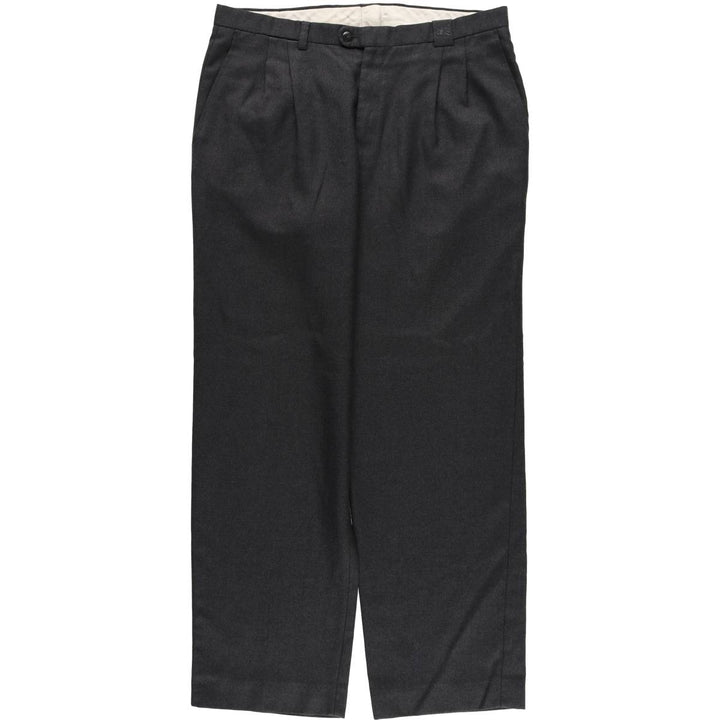 Burberry's London Two-pleat Wool Pants, Size 46, Men's Size 37 (equivalent to a W37) wool navy blue type Vintage Second Hand