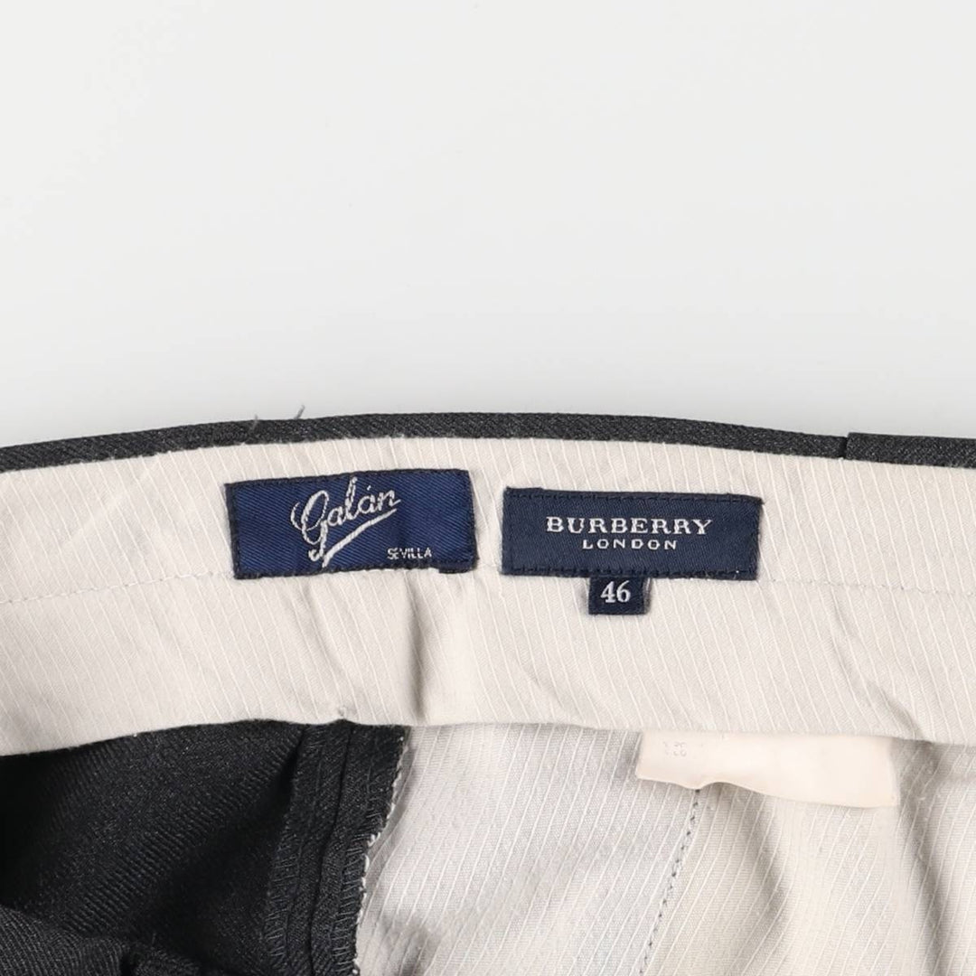 Burberry's London Two-pleat Wool Pants, Size 46, Men's Size 37 (equivalent to a W37) wool navy blue type Vintage Second Hand