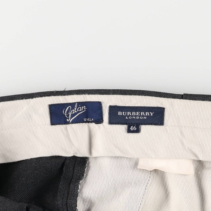 Burberry's London Two-pleat Wool Pants, Size 46, Men's Size 37 (equivalent to a W37) wool navy blue type Vintage Second Hand