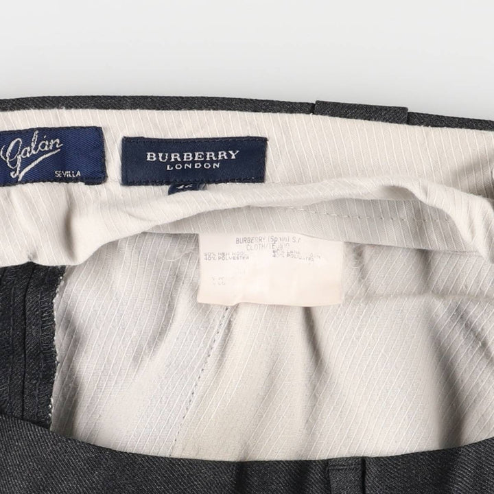 Burberry's London Two-pleat Wool Pants, Size 46, Men's Size 37 (equivalent to a W37) wool navy blue type Vintage Second Hand