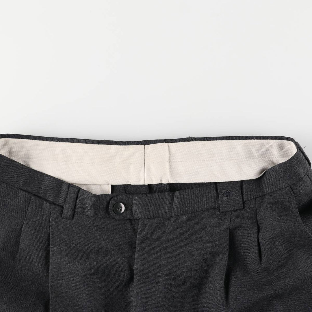 Burberry's London Two-pleat Wool Pants, Size 46, Men's Size 37 (equivalent to a W37) wool navy blue type Vintage Second Hand
