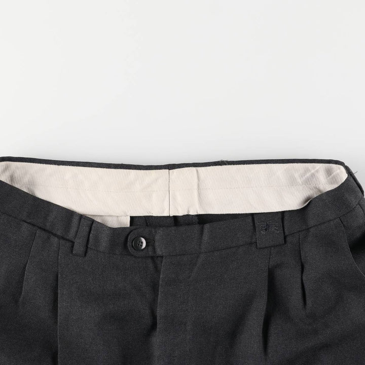 Burberry's London Two-pleat Wool Pants, Size 46, Men's Size 37 (equivalent to a W37) wool navy blue type Vintage Second Hand