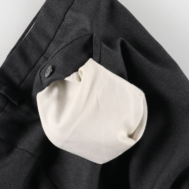 Burberry's London Two-pleat Wool Pants, Size 46, Men's Size 37 (equivalent to a W37) wool navy blue type Vintage Second Hand