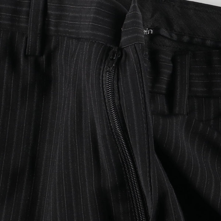 Calvin Klein Striped Wool Pants, Men's Size 36 wool black type Vintage Second Hand
