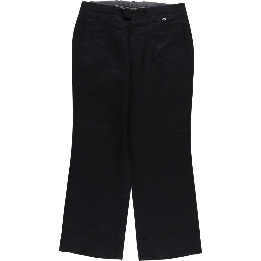 Striped Pattern Wool Pants Slacks Men's Size W34 unclear black type Vintage Second Hand