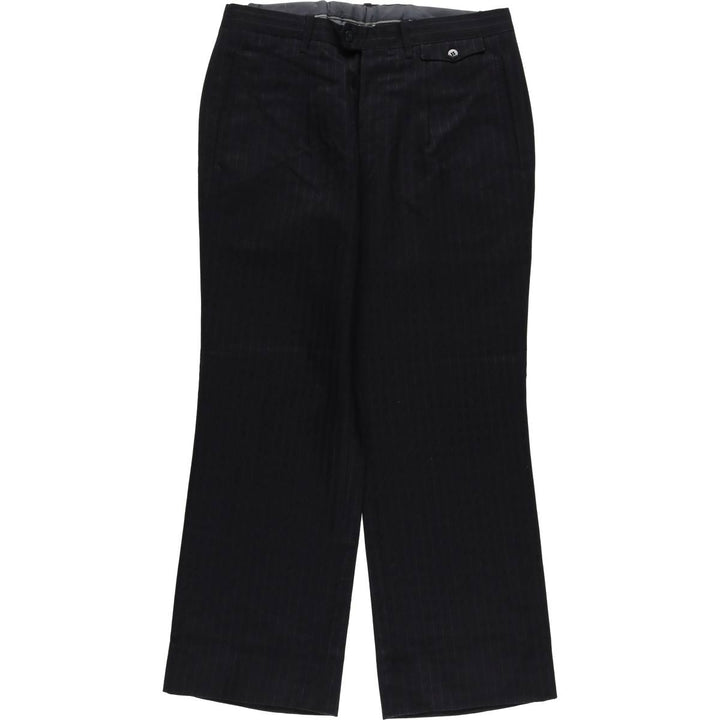 Striped Pattern Wool Pants Slacks Men's Size W34 unclear black type Vintage Second Hand