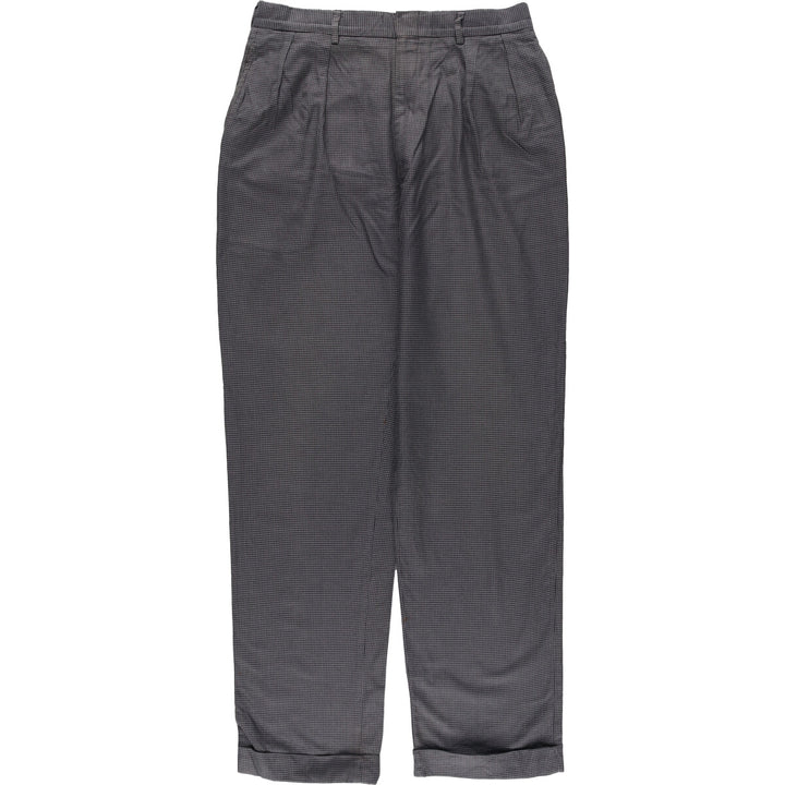 Ralph Lauren POLO by Ralph Lauren Houndstooth Pattern Two-Pleated Cotton Slacks, Men's Size W32 cotton gray type Vintage Second Hand