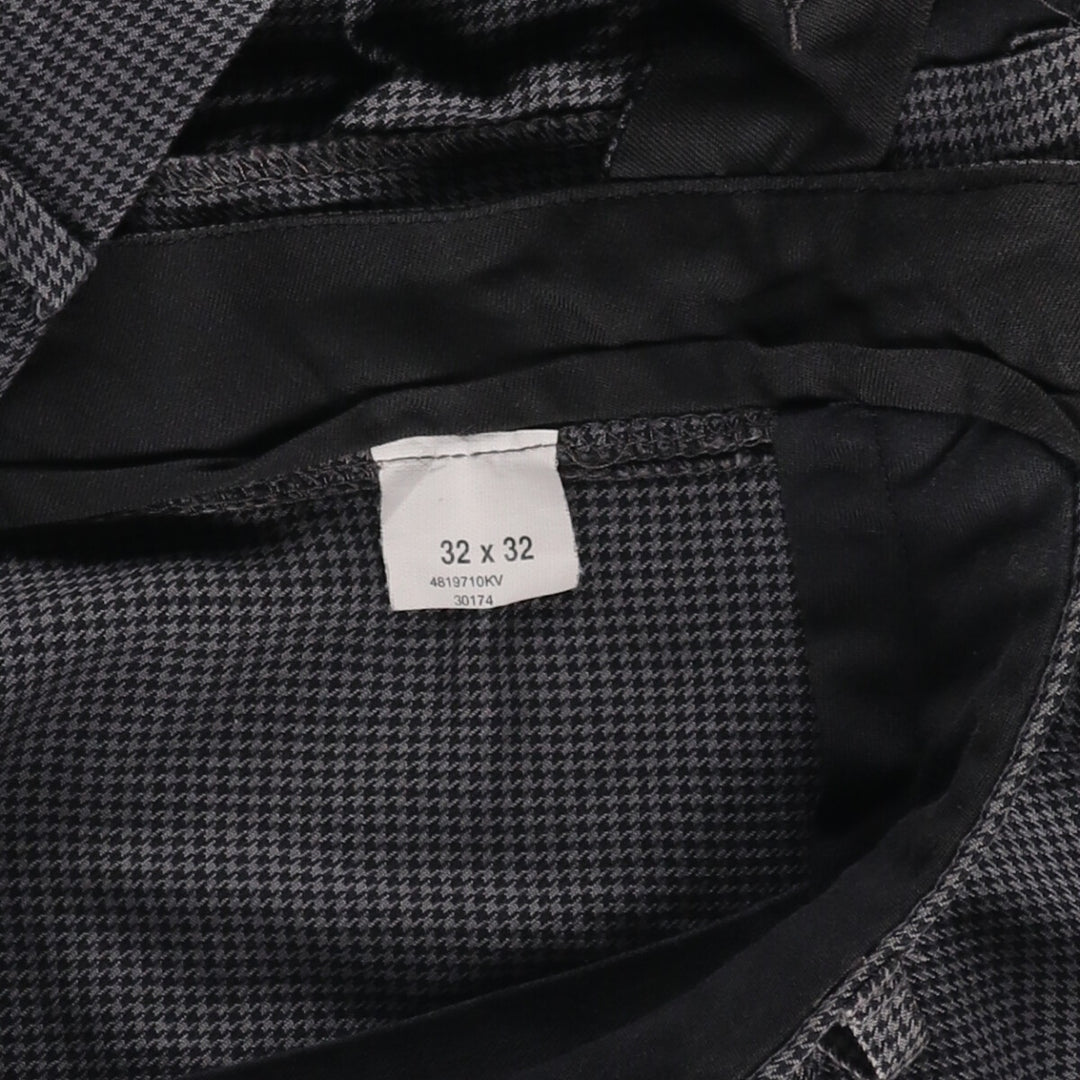 Ralph Lauren POLO by Ralph Lauren Houndstooth Pattern Two-Pleated Cotton Slacks, Men's Size W32 cotton gray type Vintage Second Hand