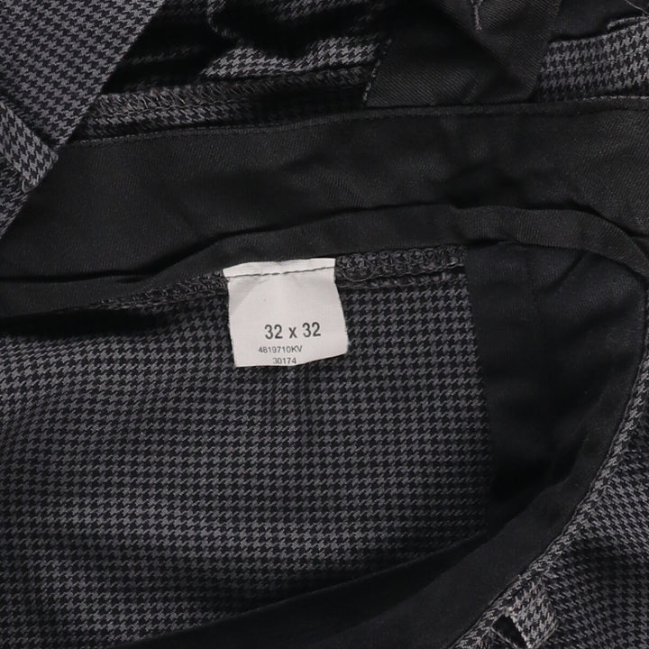Ralph Lauren POLO by Ralph Lauren Houndstooth Pattern Two-Pleated Cotton Slacks, Men's Size W32 cotton gray type Vintage Second Hand